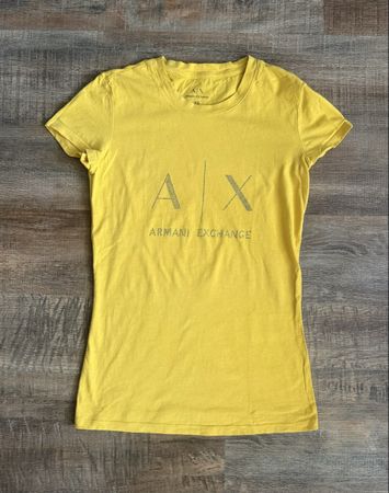 Damen T-Shirt gelb Grösse XS 34 ARMANI EXCHANGE mit Logo NEU