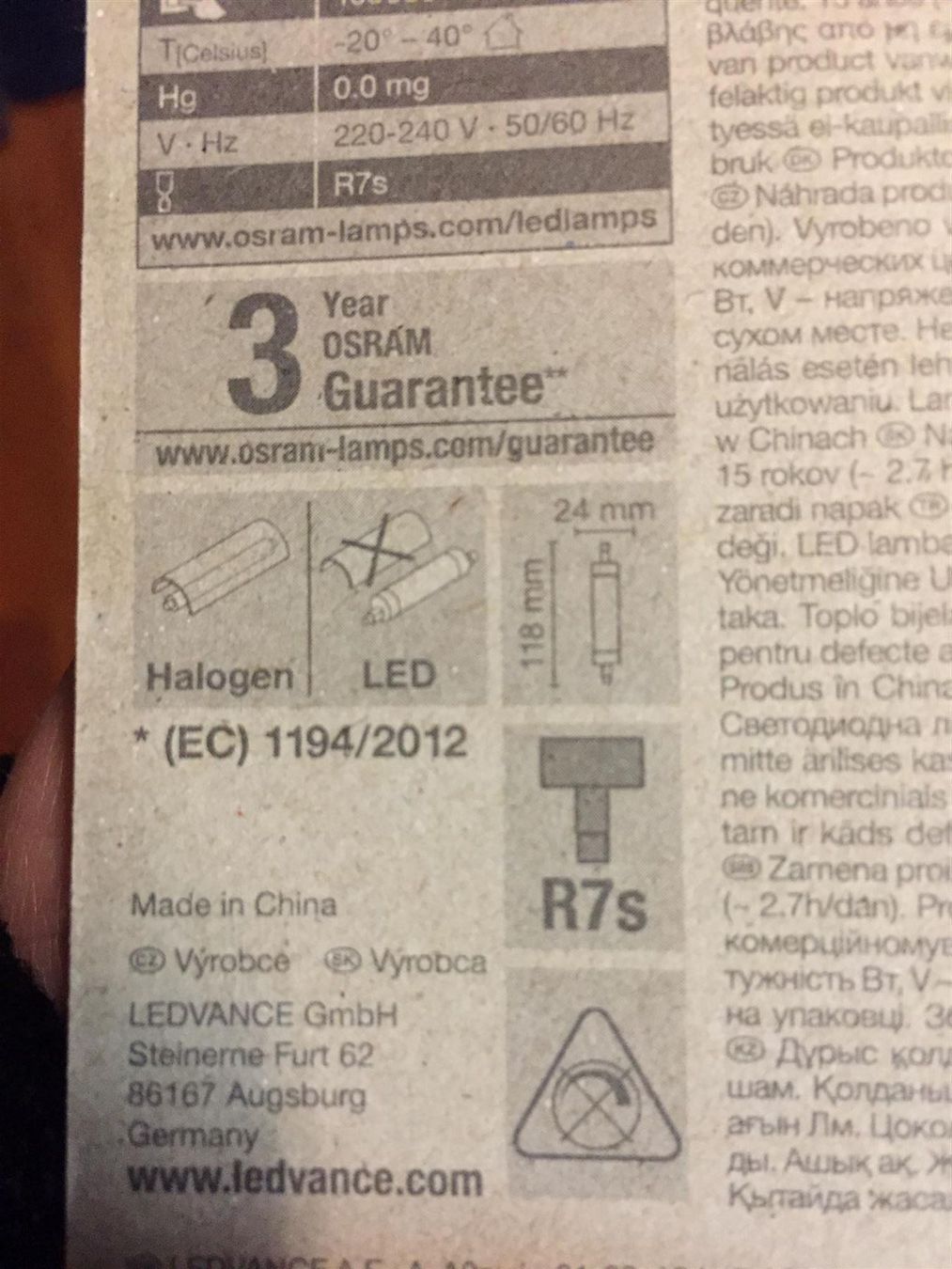 Osram Lampen: LED Stick Stab Osram Line 75 R7s,Lampe -371 – Neu und originalverpackt aus Recherswil von paulchen09 6