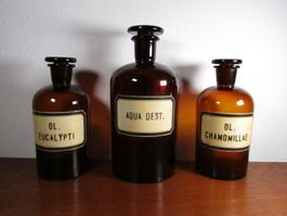 Grosse Antike Apothekerflaschen aus Braunglas 1,5L/750ml