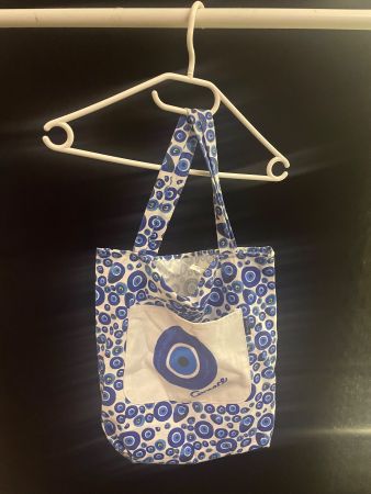 Handtasche Stofftasche Einkaufstasche Blau Weiss Sommer
