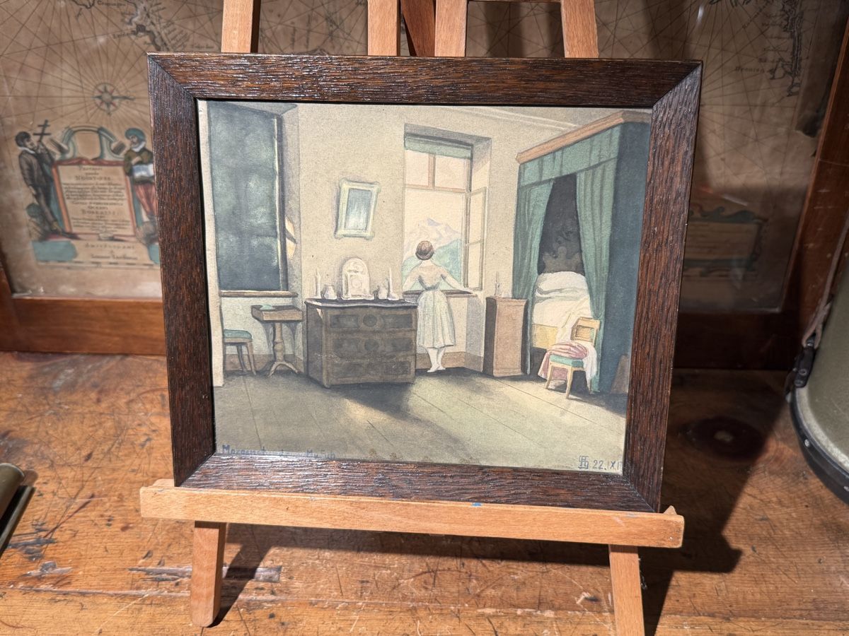 Dipinti: Die Morgenstunde Aquarell aus 1917 – Usato da schaffhausen venduto da VintAntik_1980 1