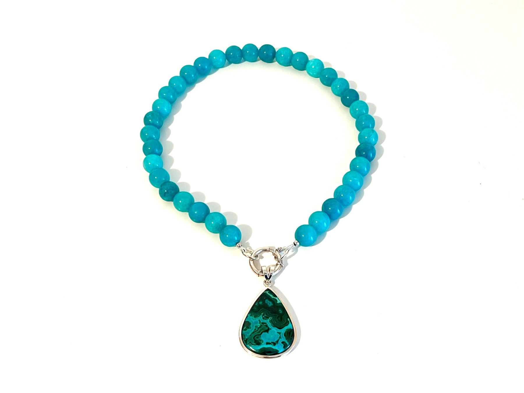 Ketten: Azur Malachite & Amazonit Necklace - Sterling Silver – Neu und originalverpackt aus Rüschlikon von ThereseJewelryDesign 2