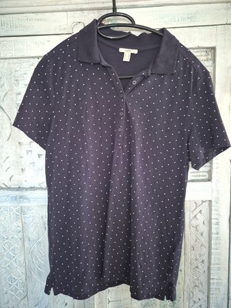 Esprit Poloshirt Punktmuster Dunkelblau Gr. M