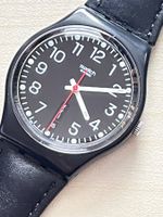 Schwarze Swatch Gent Uhr mit Lederarmband