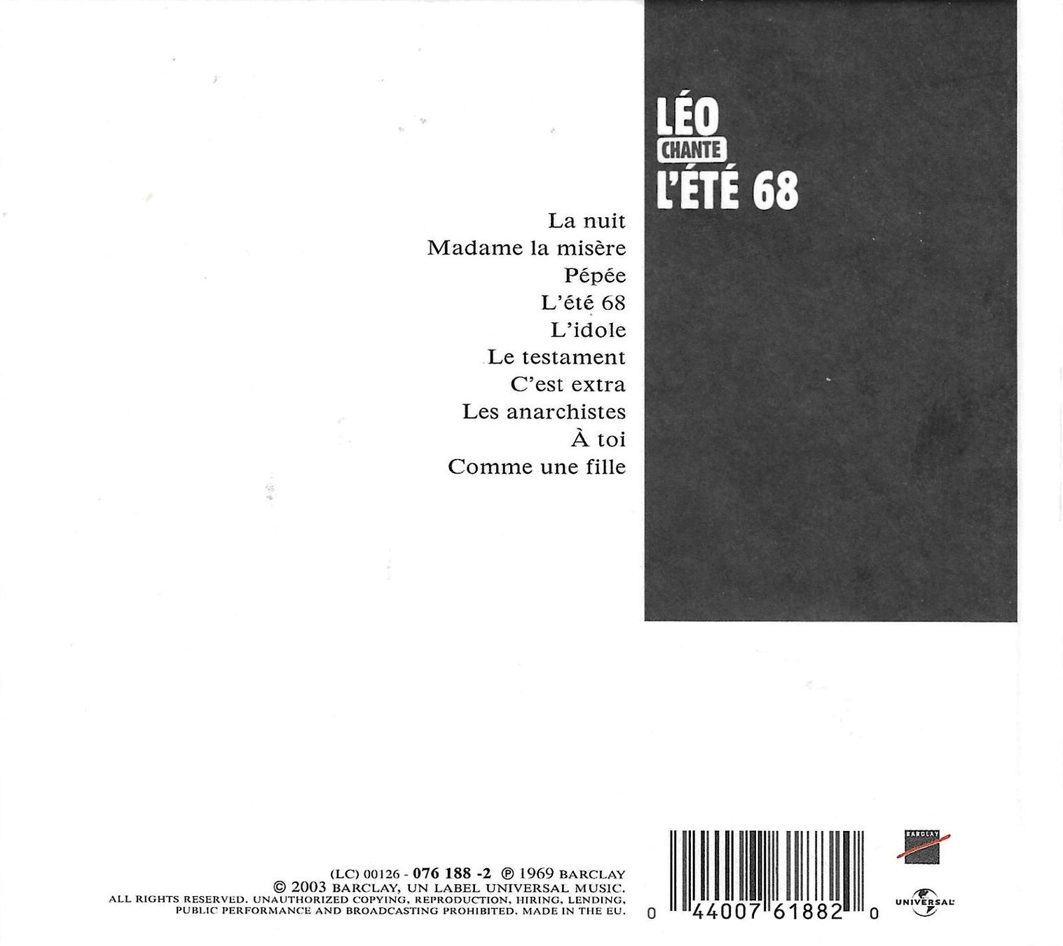 CD: Léo Ferré - Chante l'été 68 – Usato da Savagnier venduto da Ne2065 1