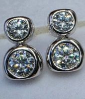 Boucles d'oreille argent avec diamants moissanite de 1 ct