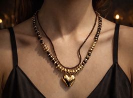 Elegant Layered Necklace with Gold Heart Pendant Charm
