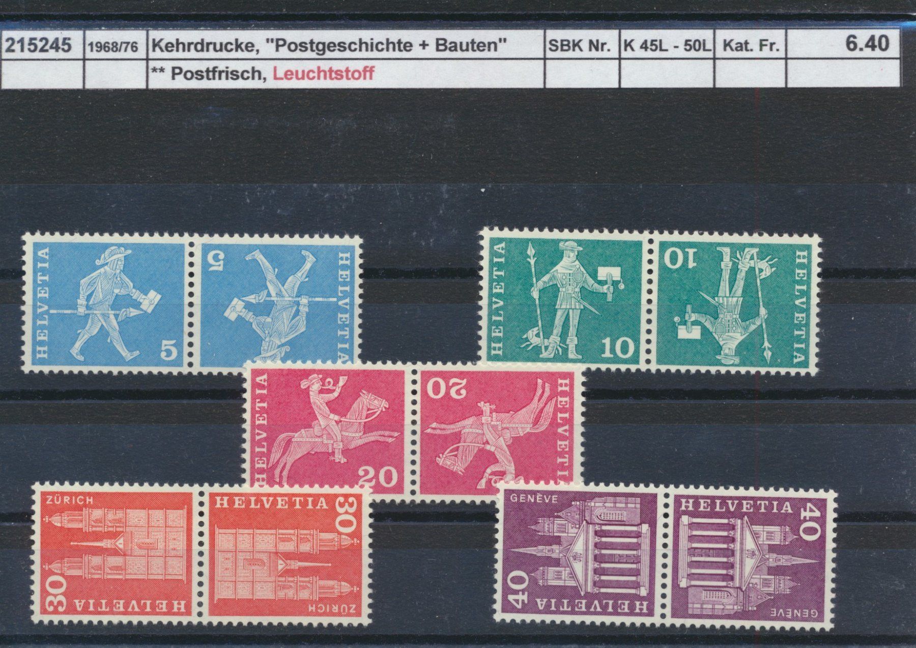 Tutti i francobolli: 1968/76 Kehrdruck, "Postgeschichte", ** postfrisch – Nuovo (secondo la descrizione) da Winterthur venduto da Zupogeru