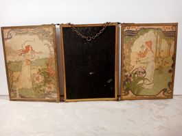 Antik Rar Depose Jugendstil 3 Fach Klappspiegel um 1920