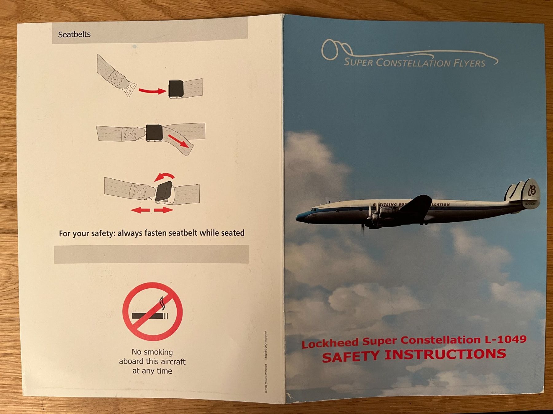 Super Constellation Flyers Lockheed L-1049 Safety Card 2004 (Gebraucht ...