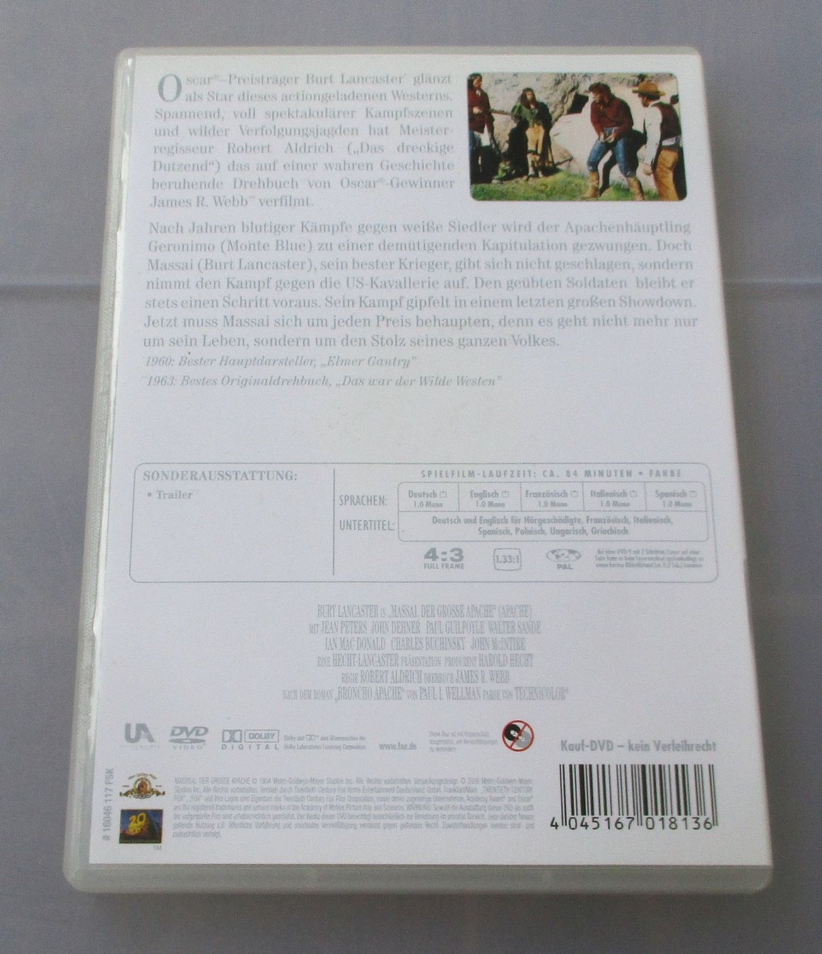 Alle DVDs: MASSAI, DER GROSSE APACHE - Burt Lancaster/Robert Aldrich – Gebraucht aus Wattwil von Muriel10 1