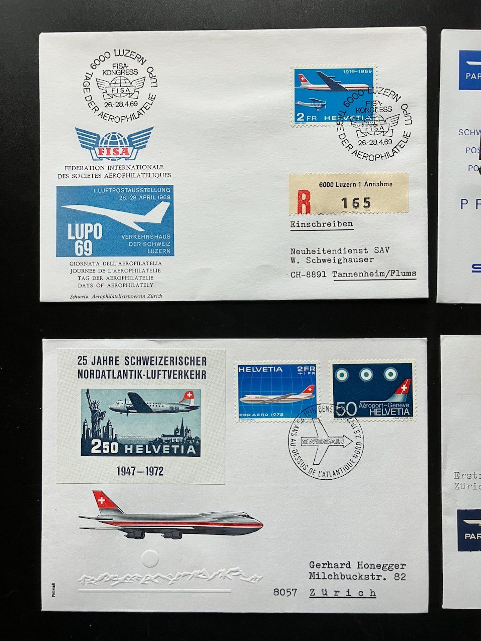 Alle Briefmarken: Flugpostbelege Schweiz 1969-81 – Gebraucht aus Nesslau von zueri6 1
