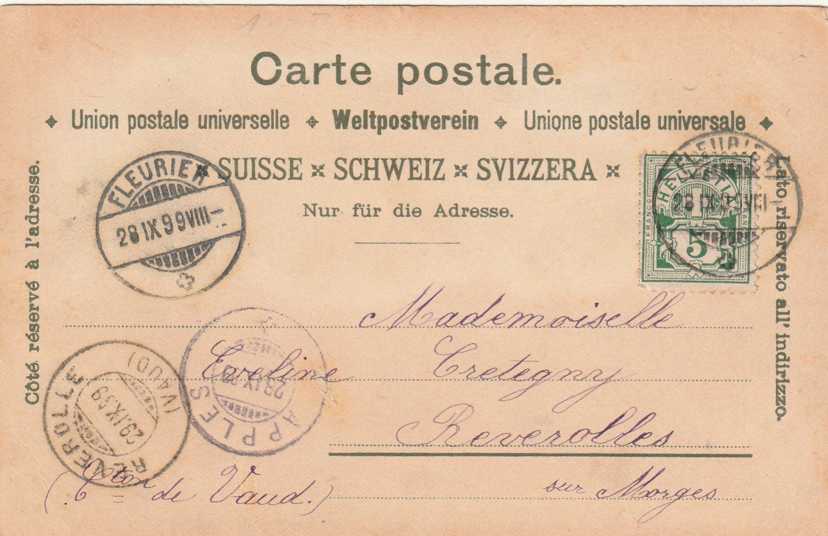 Cartoline postali: Fleurier Litho – Usato da Rorschacherberg venduto da fratovi2 1