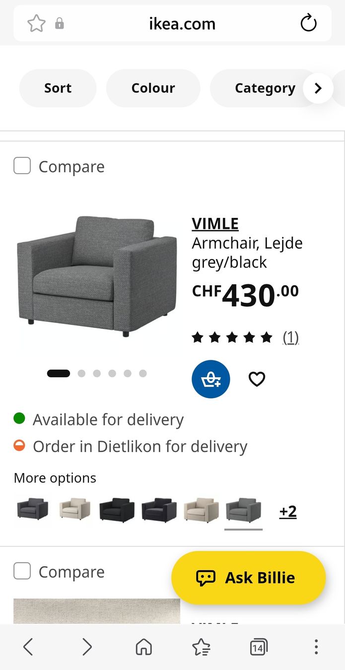 Sofas: IKEA Vimle Sofa, zwei Stühle und ein Hocker – D'occasion à Kloten par manchesterblue 5
