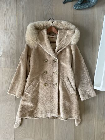 Manteau hiver femme MaxMara Studio, laine, fourrure