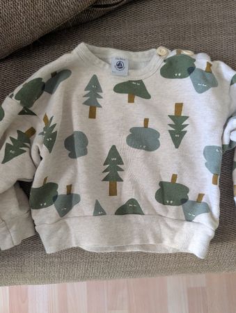 Petit Bateau baby sweatshirt, 24 months, trees motif🌲
