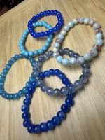 Perlenarmbänder Set 6 Stück blau gemischt NEU