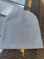 Mädchen Mütze Kappe grau mit Glitzersteine 122-146