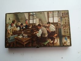 Antike Zigaretten Kiste mit Gemälde, Sammlerstück, Vintage