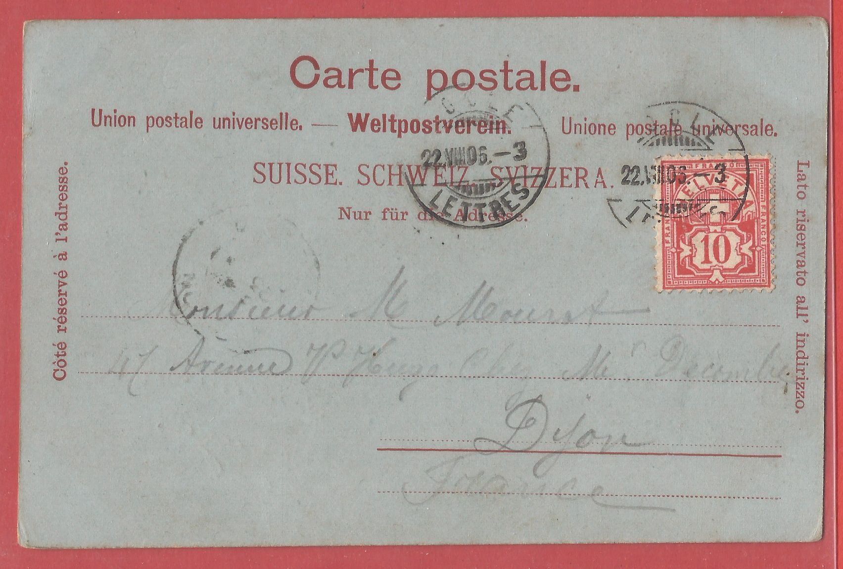Cartoline postali: Le Locle - Mondschein Litho 1905 – Usato da Fislisbach venduto da Porano 1