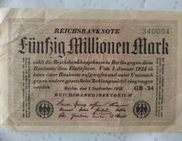 Reichsbanknoten 50 Millionen Mark 1924 Geldschein gebraucht