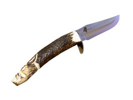 Coltello da caccia con manico in corno di cervo cinghiale