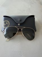 Ray-Ban Aviator Sonnenbrille Gold, grüne Gläser mit Etui
