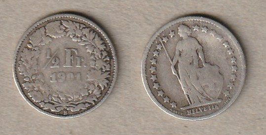 Tutti le monete: 1/2 Franken 1901 – Usato da Allschwil venduto da Coinfreak
