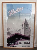 Tourismus-Plakat Klosters Graubünden in Holzrahmen