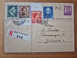 CH-R-Postkarte aus 1942 nach Zürich Zustand gemäss Bilder