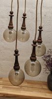 Hängelampe Glaskugel Holz Vintage Retro 60er 70er Jahre