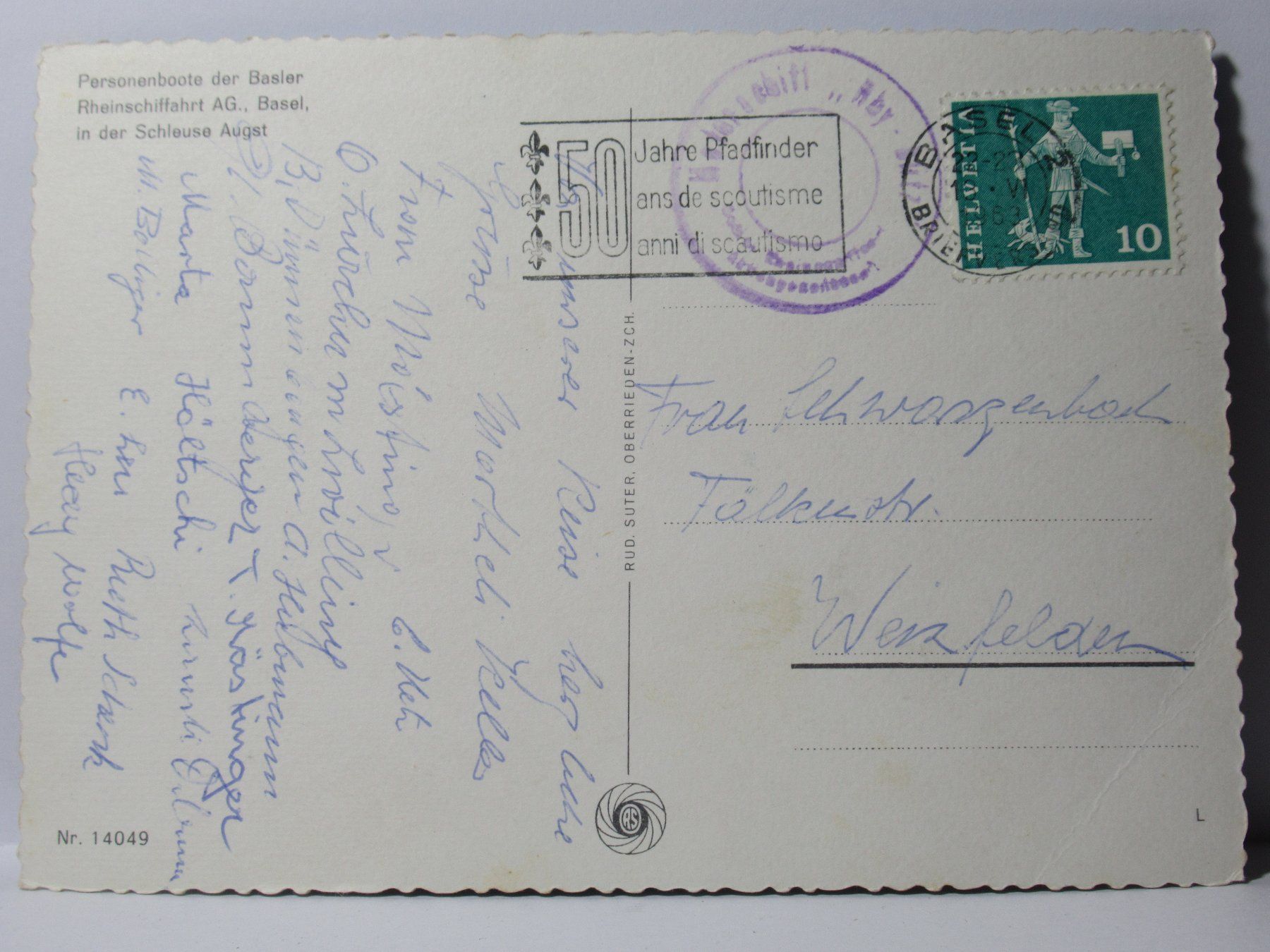Cartoline postali: Schiff Rheinfelden in der Schleuse Augst 1963 – Usato da Grenchen venduto da Bluemchen1900 1