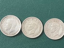 3 Silbermünzen Three Pence