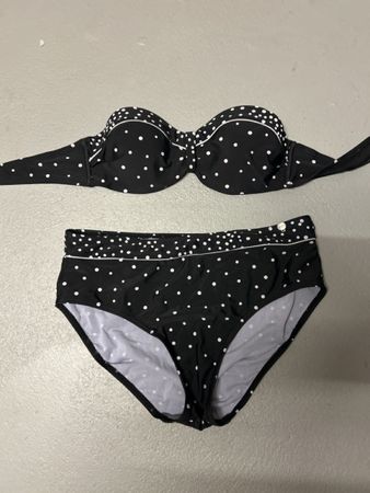 Schwarzer Polka Bikini, Grösse M neu