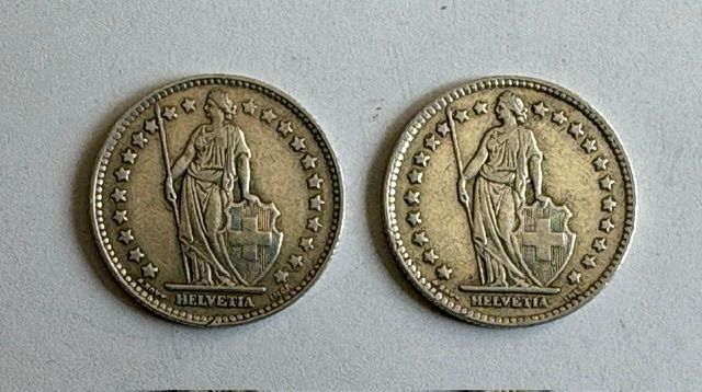 Tutti le monete: 2 x 1 Franken Münze – Usato da Zürich venduto da T62om 1