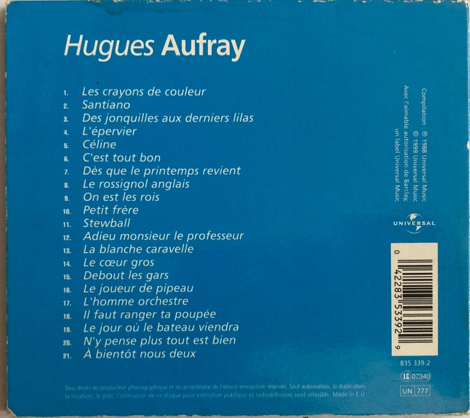 CD: HUGUES AUFRAY - HUGUES AUFRAY – Usato da Poliez-Pittet venduto da Newtown-Records 1