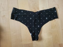 Victoria's Secret String Gr. M Schwarz Dots VS Logo Nahtlos