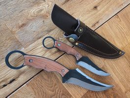 2 Handgefertigte Messer mit echt Lederscheide