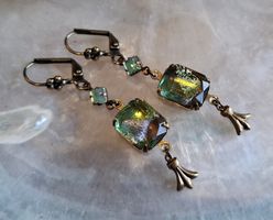 GINA - Messingohrringe -grün-mint