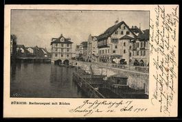 AK Zürich, Rathausquai mit Rüden, 1901