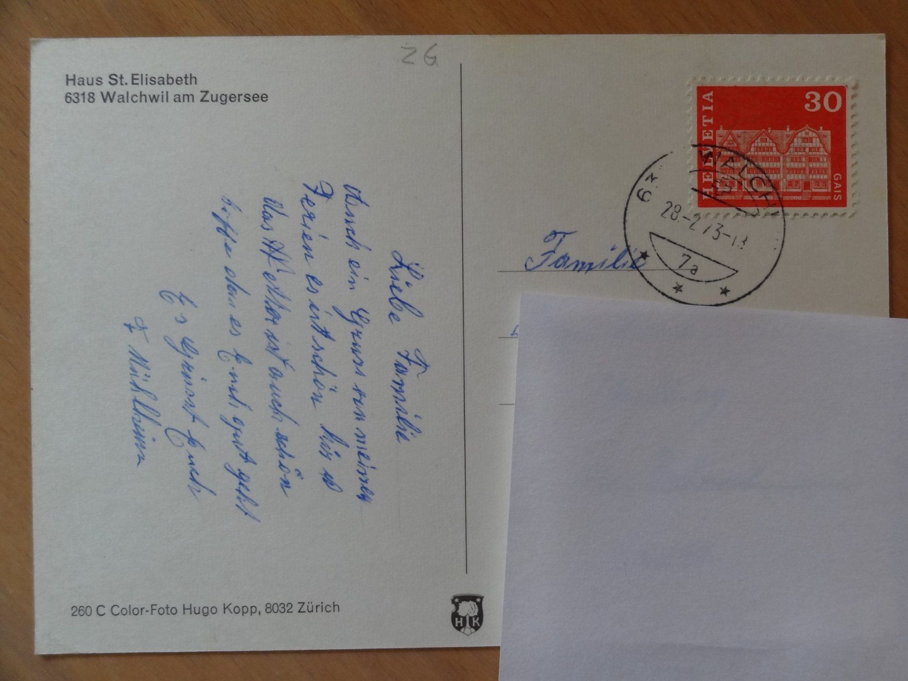 Cartoline postali: Walchwil - Haus St. Elisabeth - 1973 – Usato da St Léonard venduto da Riglin 1