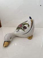 Canard Porzellan Ente GALO D'OURO Peint Main Or Fin Signé