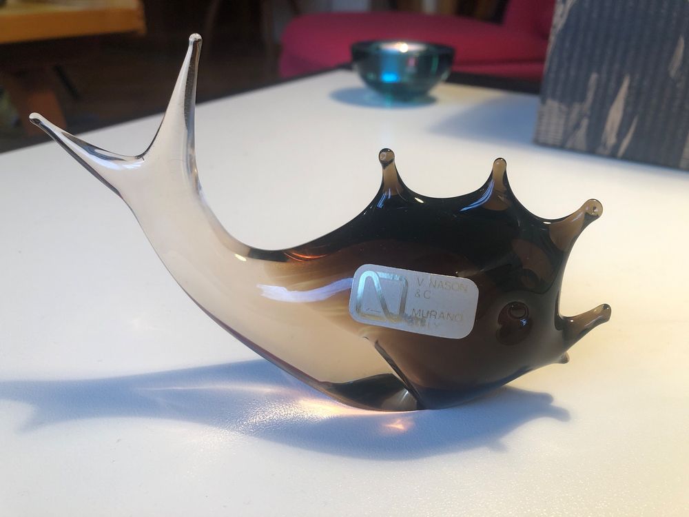 Handgeblasene Glasfisch-Statue Als Briefbeschwerer Oder Deko – 23,9 Cm, Blau, Mit Schillernden Schuppen Für Wohnzimmer Oder Büro