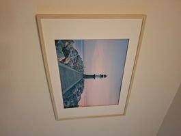 Wandbild Leuchtturm mit Holzrahmen