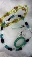 Schmuckset Halskette Armband Ohrringe gemischtfarbig Glas