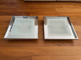 2x Deckenleuchten, Designklassiker, Quadratisch Metall, Glas