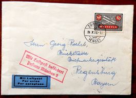 TELEGRAMM MIT LUFTPOST BEFÖRDERT, 1933