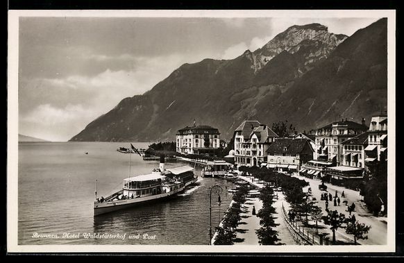 Cartoline postali: Brunnen, Hotel Waldstätterhof und Post – Usato da Berlin venduto da bartko-reher