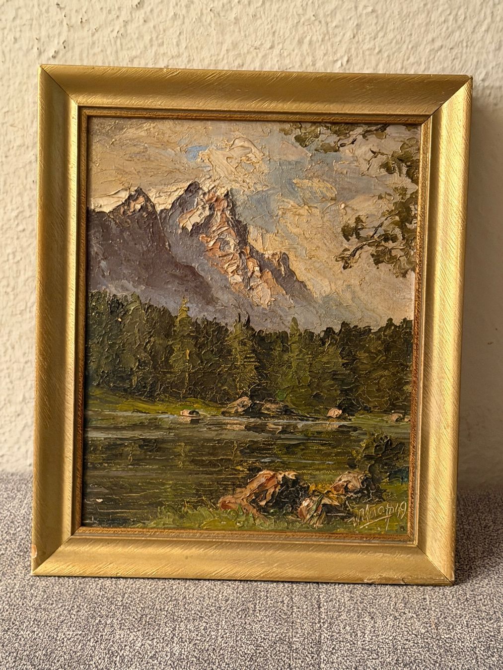 Dipinti: Antike Bergmalerei Landschaft 1949 – Usato da Basel venduto da PAUL_ART