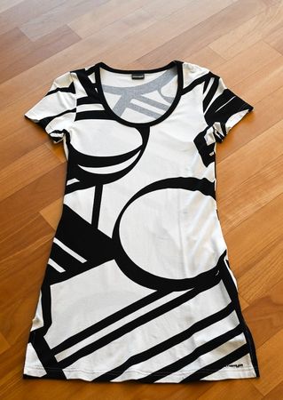 Schwarz/Weiss lange T-Shirt/Mini Kleid